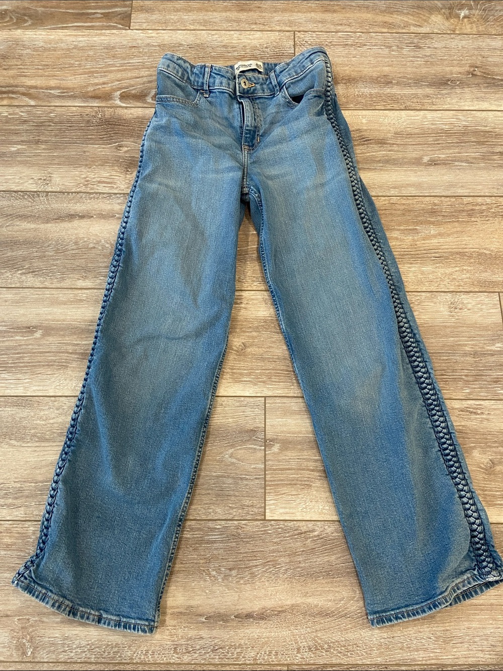 abercrombie kids Light Blue Braided Side-Panel Wide Leg Jeans
